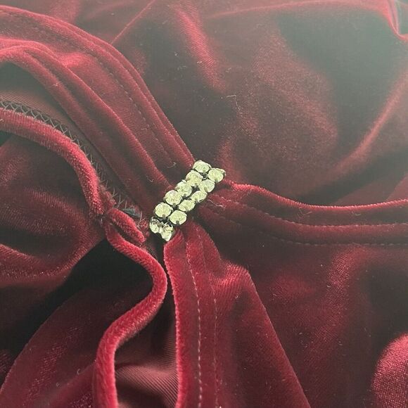 Vintage Fashion Bug Velvet Maxi Dress 16 Burgundy Slip Y2K Whimsigoth Fairy - Picture 12 of 13